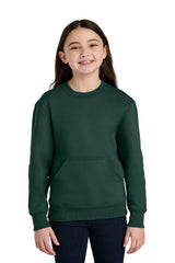 Port & Company PC78YPKT Youth Core Fleece Crewneck Pocket Sweatshirt | Port & Co PC78YPKT