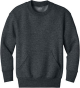 Joe's USA Youth Core Fleece Crewneck Pocket Sweatshirt in XS-XL