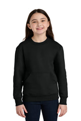 Port & Company PC78YPKT Youth Core Fleece Crewneck Pocket Sweatshirt | Port & Co PC78YPKT
