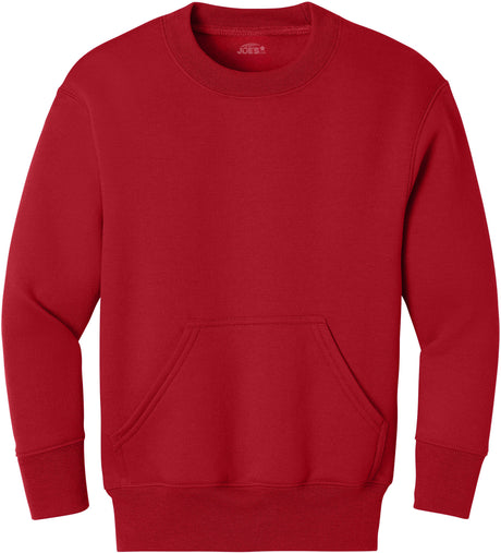 Joe's USA Youth Core Fleece Crewneck Pocket Sweatshirt in XS-XL
