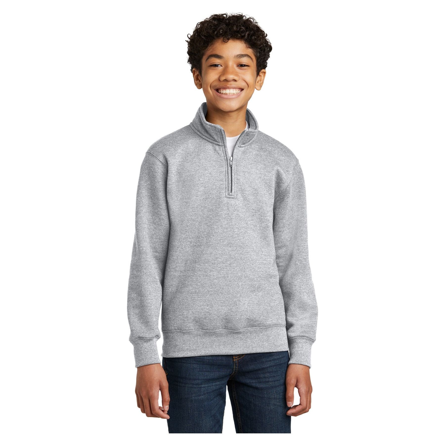 Port & Company ® Youth Core Fleece 1/4-Zip Pullover Sweatshirt PC78YQ - Port & Company PC78YQ Sweatshirts/Fleece Port & Company Athletic Heather XS