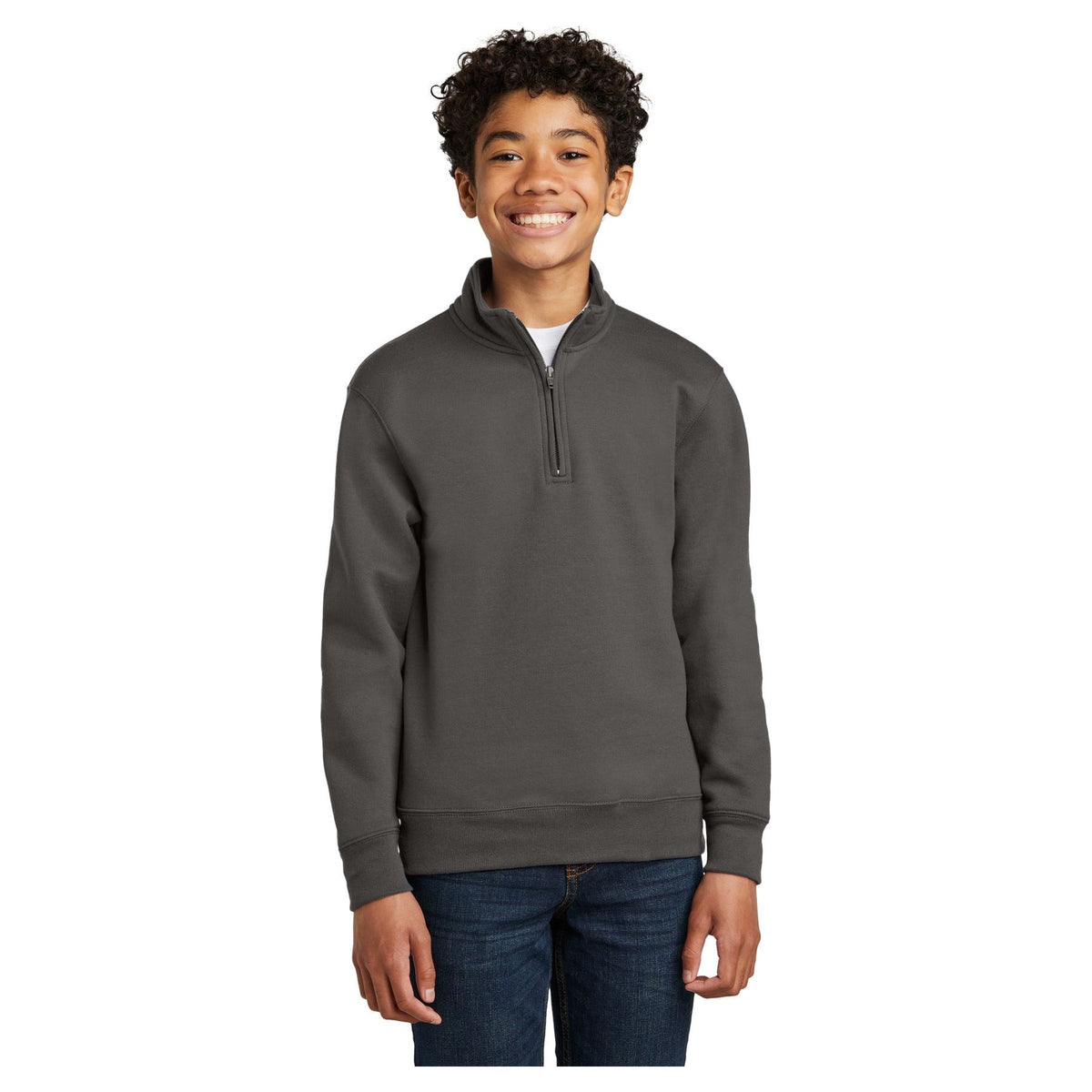 Port & Company ® Youth Core Fleece 1/4-Zip Pullover Sweatshirt PC78YQ - Port & Company PC78YQ Sweatshirts/Fleece Port & Company Charcoal XS