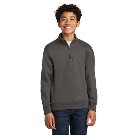 Port & Company ® Youth Core Fleece 1/4-Zip Pullover Sweatshirt PC78YQ - Port & Company PC78YQ Sweatshirts/Fleece Port & Company Charcoal XS