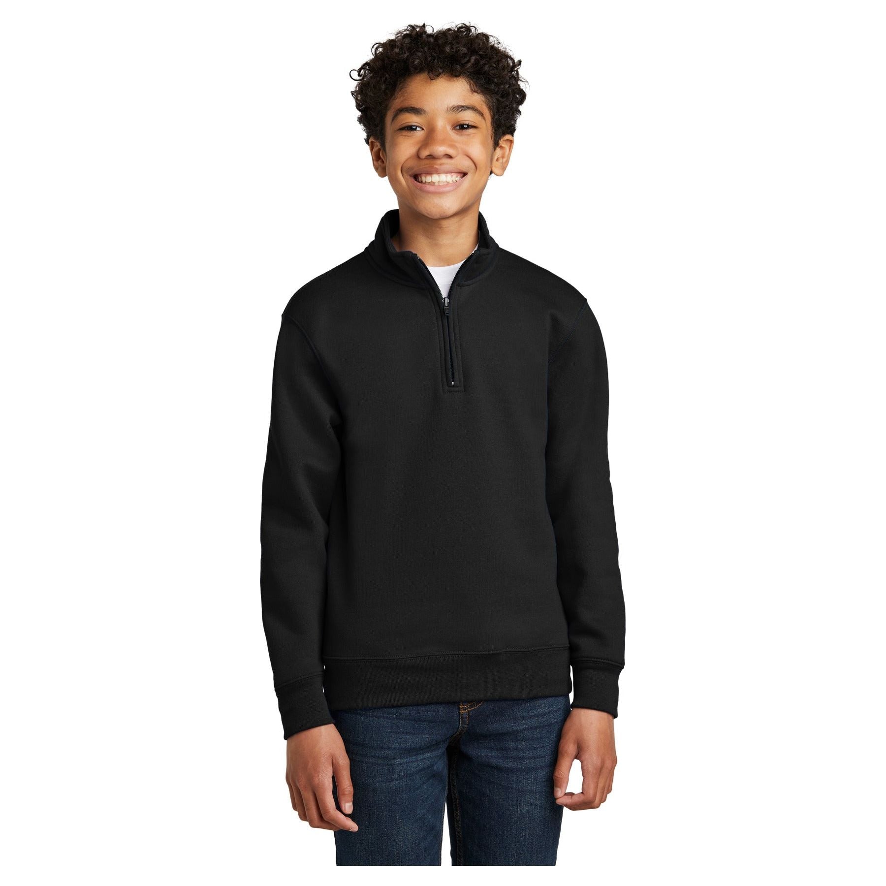 Port & Company ® Youth Core Fleece 1/4-Zip Pullover Sweatshirt PC78YQ - Port & Company PC78YQ Sweatshirts/Fleece Port & Company Jet Black XS