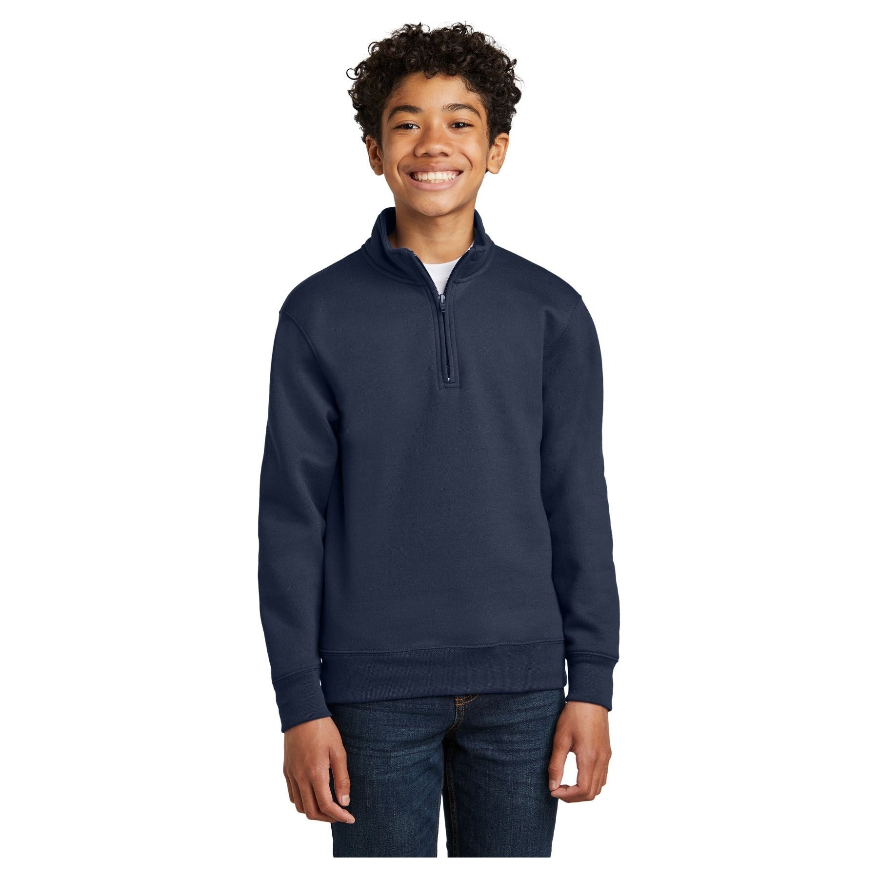 Port & Company ® Youth Core Fleece 1/4-Zip Pullover Sweatshirt PC78YQ - Port & Company PC78YQ Sweatshirts/Fleece Port & Company Navy XS