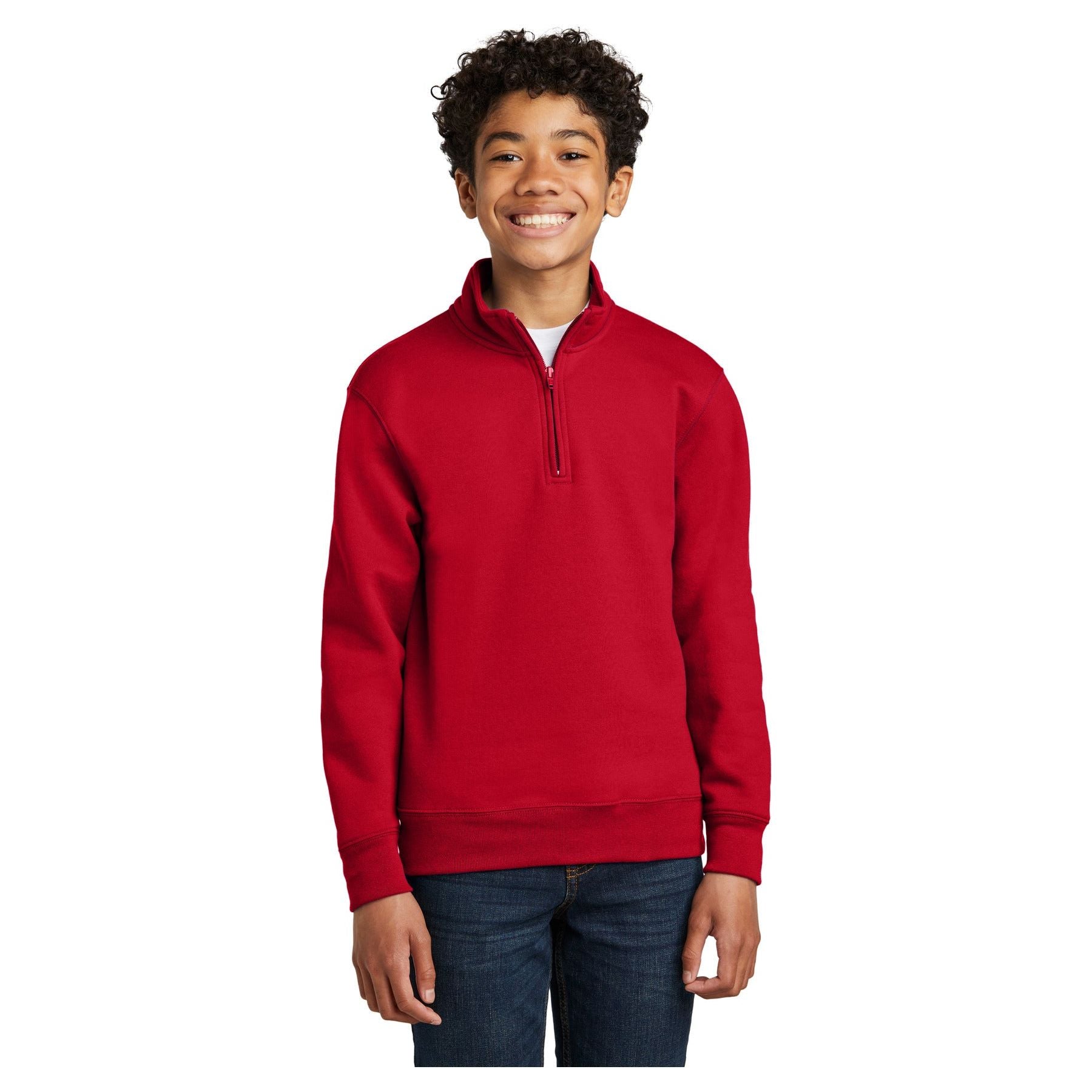 Port & Company ® Youth Core Fleece 1/4-Zip Pullover Sweatshirt PC78YQ - Port & Company PC78YQ Sweatshirts/Fleece Port & Company Red XS