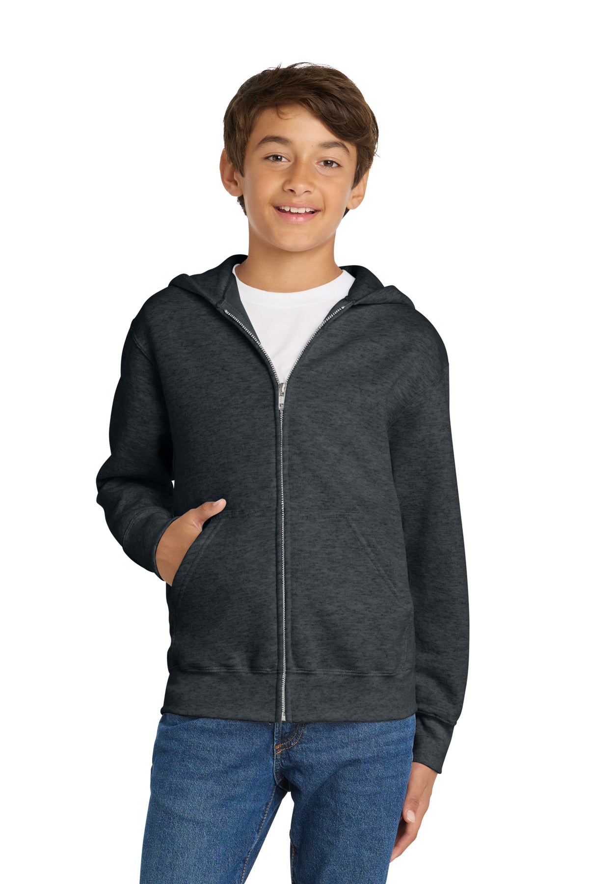 Port & Company PC78YZH Youth Core Fleece Full-Zip Hooded Sweatshirt | Port & Co PC78YZH