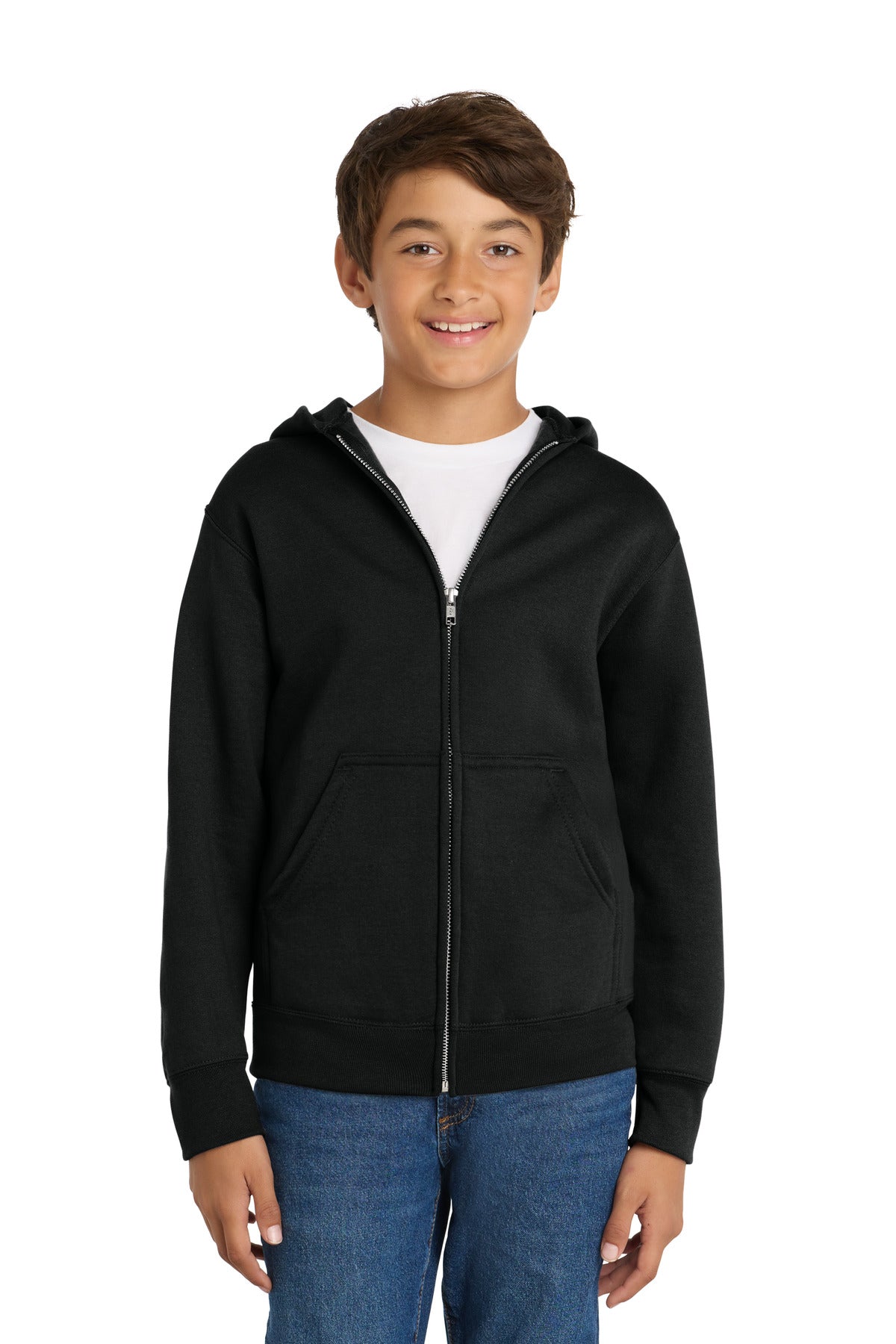 Port & Company PC78YZH Youth Core Fleece Full-Zip Hooded Sweatshirt | Port & Co PC78YZH