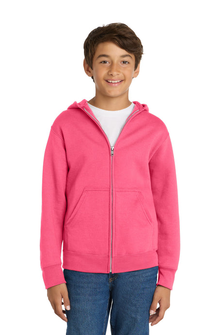 Port & Company PC78YZH Youth Core Fleece Full-Zip Hooded Sweatshirt | Port & Co PC78YZH