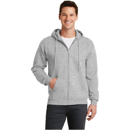 Port & Company ® - Core Fleece Full-Zip Hooded Sweatshirt. PC78ZH - Ash - Port & Company PC78ZH Sweatshirts/Fleece Port & Company Ash S