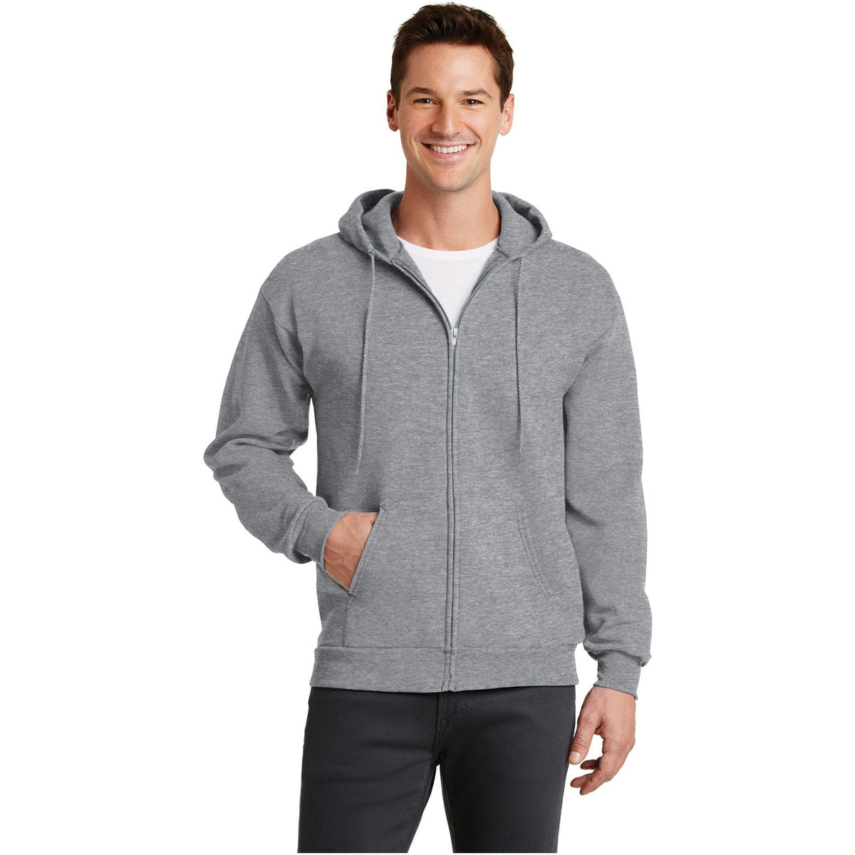 Port & Company ® - Core Fleece Full-Zip Hooded Sweatshirt. PC78ZH - Athletic Heather - Port & Company PC78ZH Sweatshirts/Fleece Port & Company Athletic Heather S