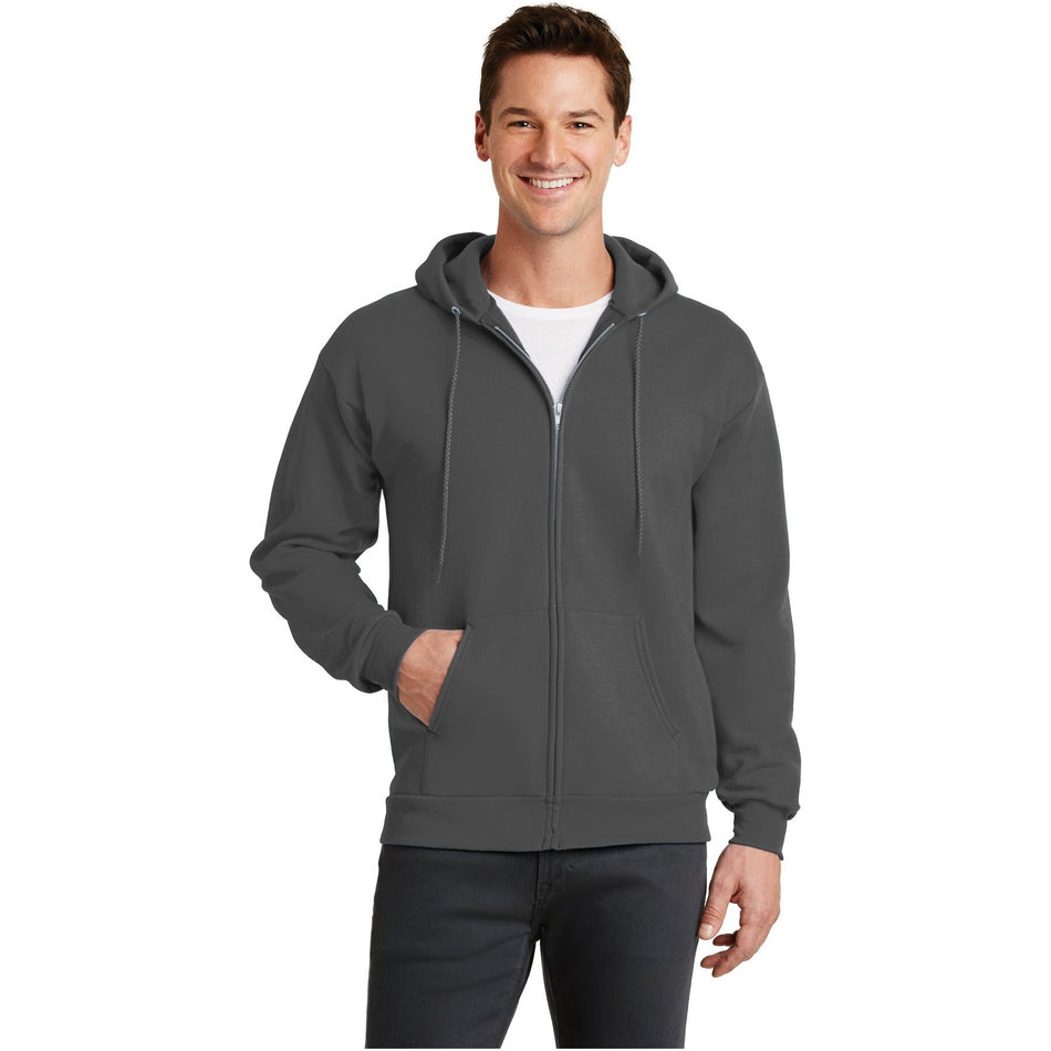 Port & Company ® - Core Fleece Full-Zip Hooded Sweatshirt. PC78ZH - Charcoal - Port & Company PC78ZH Sweatshirts/Fleece Port & Company Charcoal S