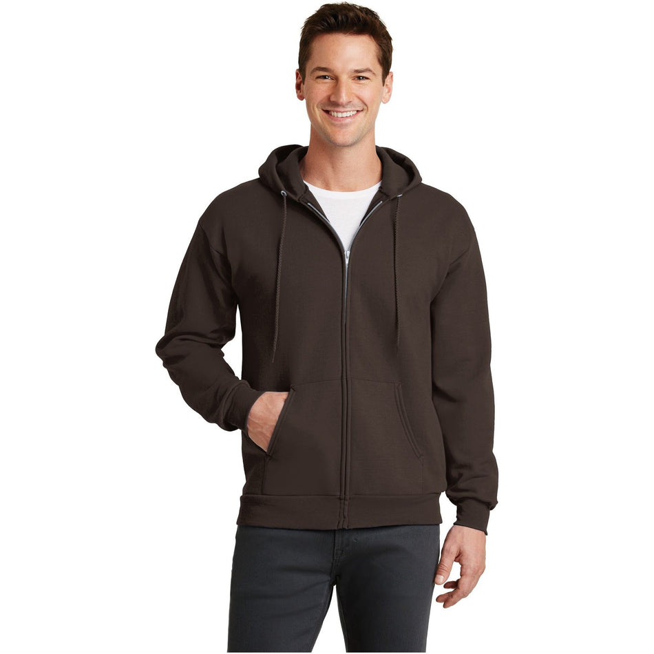 Port & Company ® - Core Fleece Full-Zip Hooded Sweatshirt. PC78ZH - Dark Chocolate Brown - Port & Company PC78ZH Sweatshirts/Fleece Port & Company Dark Chocolate Brown S