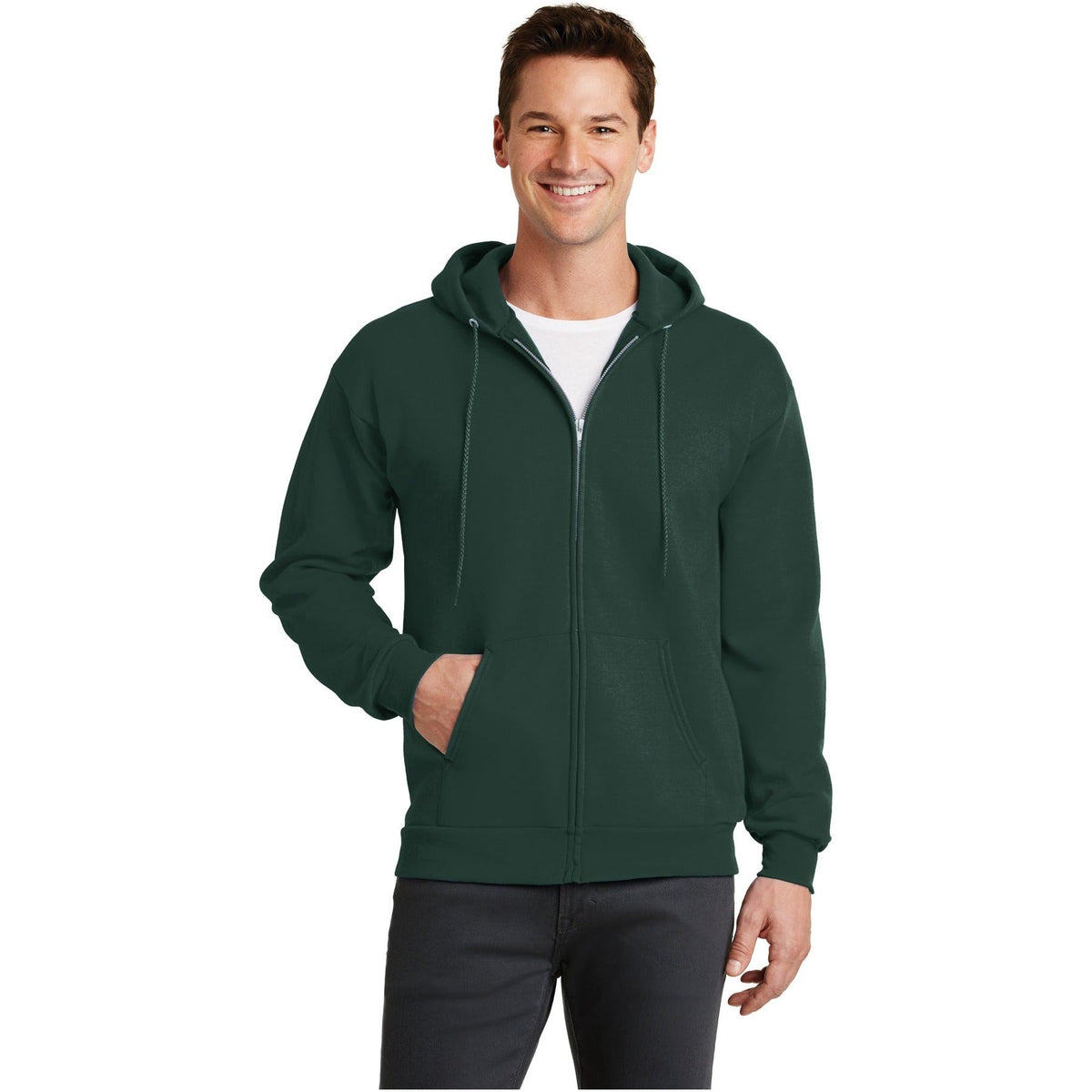 Port & Company ® - Core Fleece Full-Zip Hooded Sweatshirt. PC78ZH - Dark Green - Port & Company PC78ZH Sweatshirts/Fleece Port & Company Dark Green S