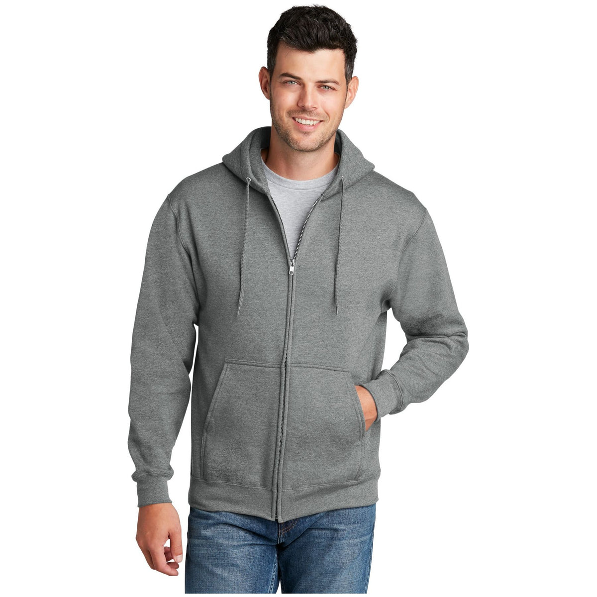 Port & Company ® - Core Fleece Full-Zip Hooded Sweatshirt. PC78ZH - Graphite Heather - Port & Company PC78ZH Sweatshirts/Fleece Port & Company Graphite Heather S