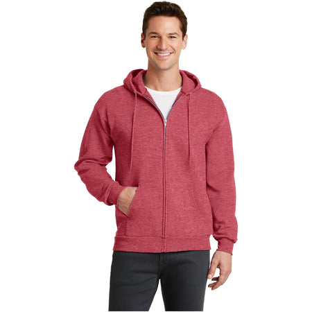 Port & Company ® - Core Fleece Full-Zip Hooded Sweatshirt. PC78ZH - Heather Red - Port & Company PC78ZH Sweatshirts/Fleece Port & Company Heather Red S