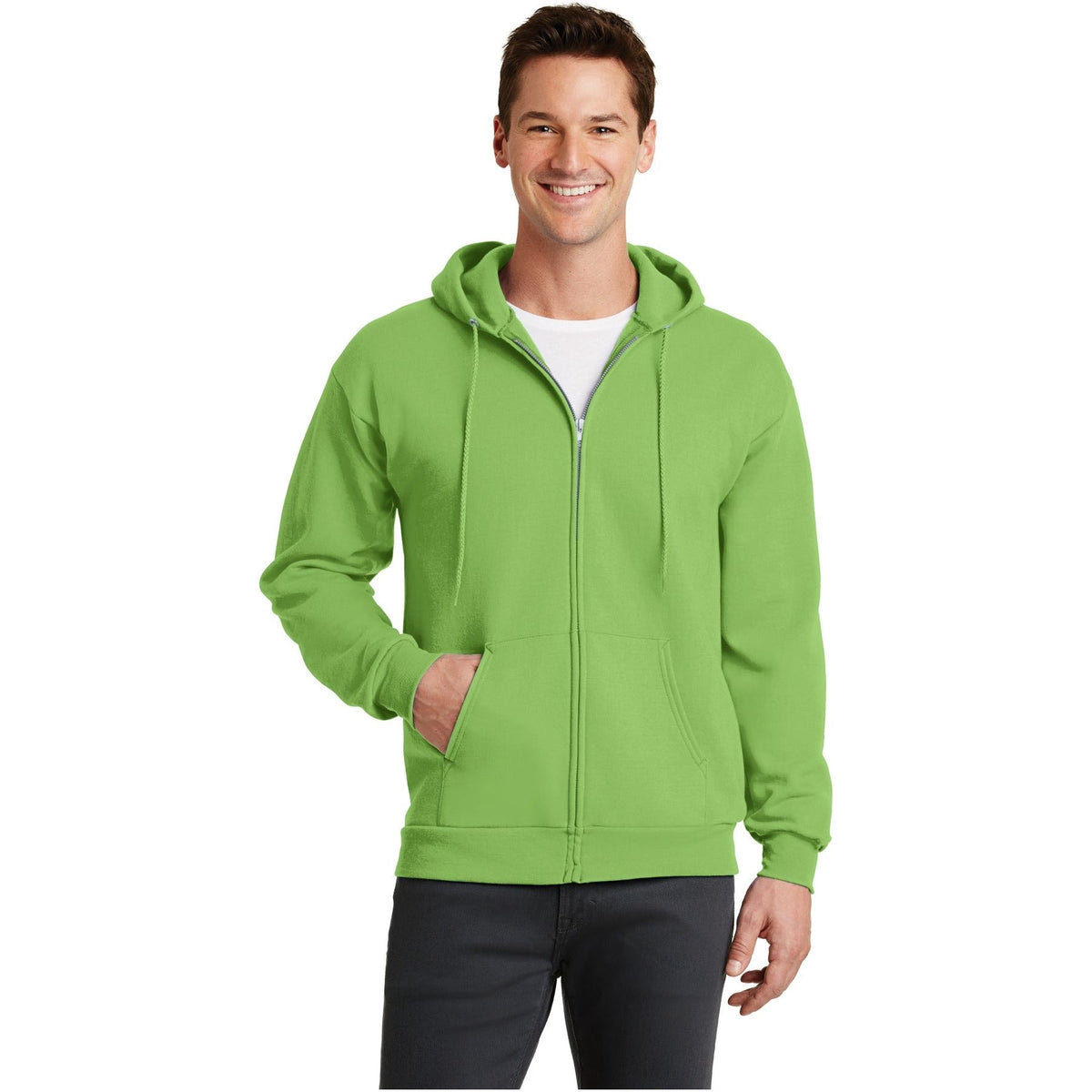 Port & Company ® - Core Fleece Full-Zip Hooded Sweatshirt. PC78ZH - Lime - Port & Company PC78ZH Sweatshirts/Fleece Port & Company Lime S