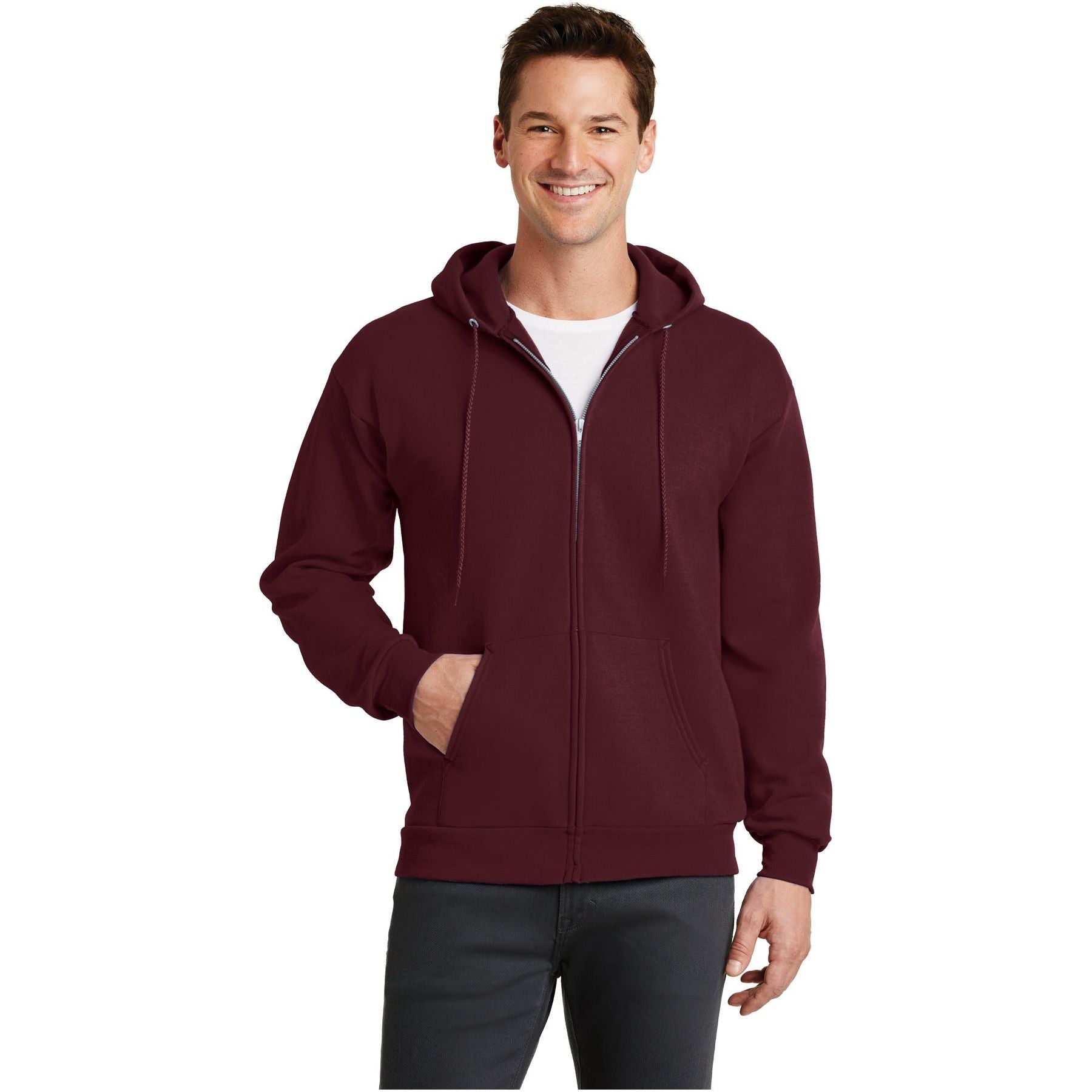 Port & Company ® - Core Fleece Full-Zip Hooded Sweatshirt. PC78ZH - Maroon - Port & Company PC78ZH Sweatshirts/Fleece Port & Company Maroon S