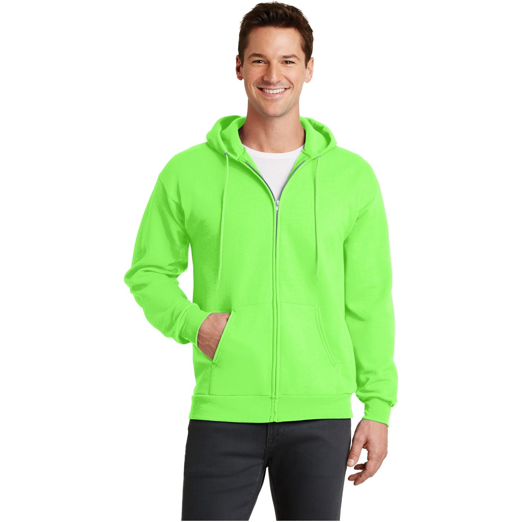 Port & Company ® - Core Fleece Full-Zip Hooded Sweatshirt. PC78ZH - Neon Green - Port & Company PC78ZH Sweatshirts/Fleece Port & Company Neon Green S