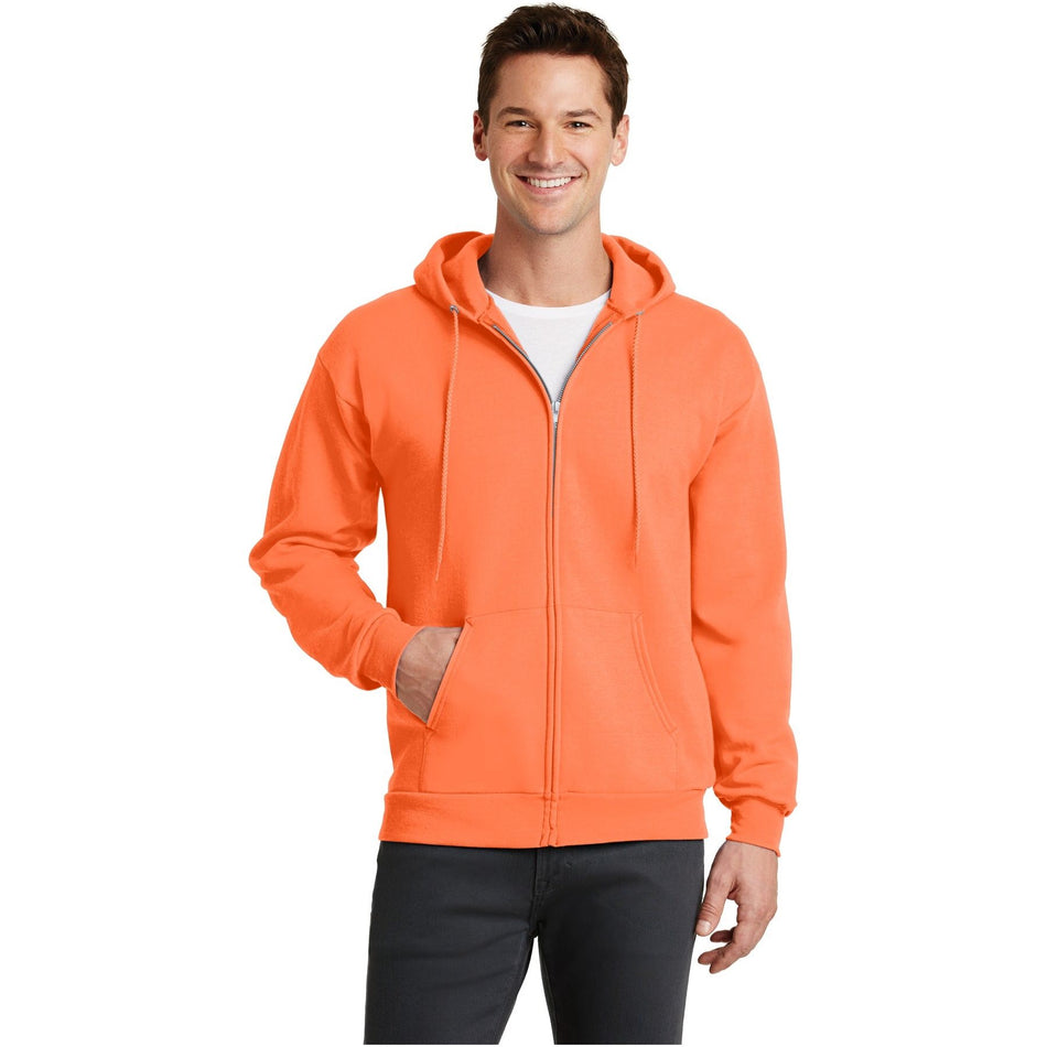 Port & Company ® - Core Fleece Full-Zip Hooded Sweatshirt. PC78ZH - Neon Orange - Port & Company PC78ZH Sweatshirts/Fleece Port & Company Neon Orange S