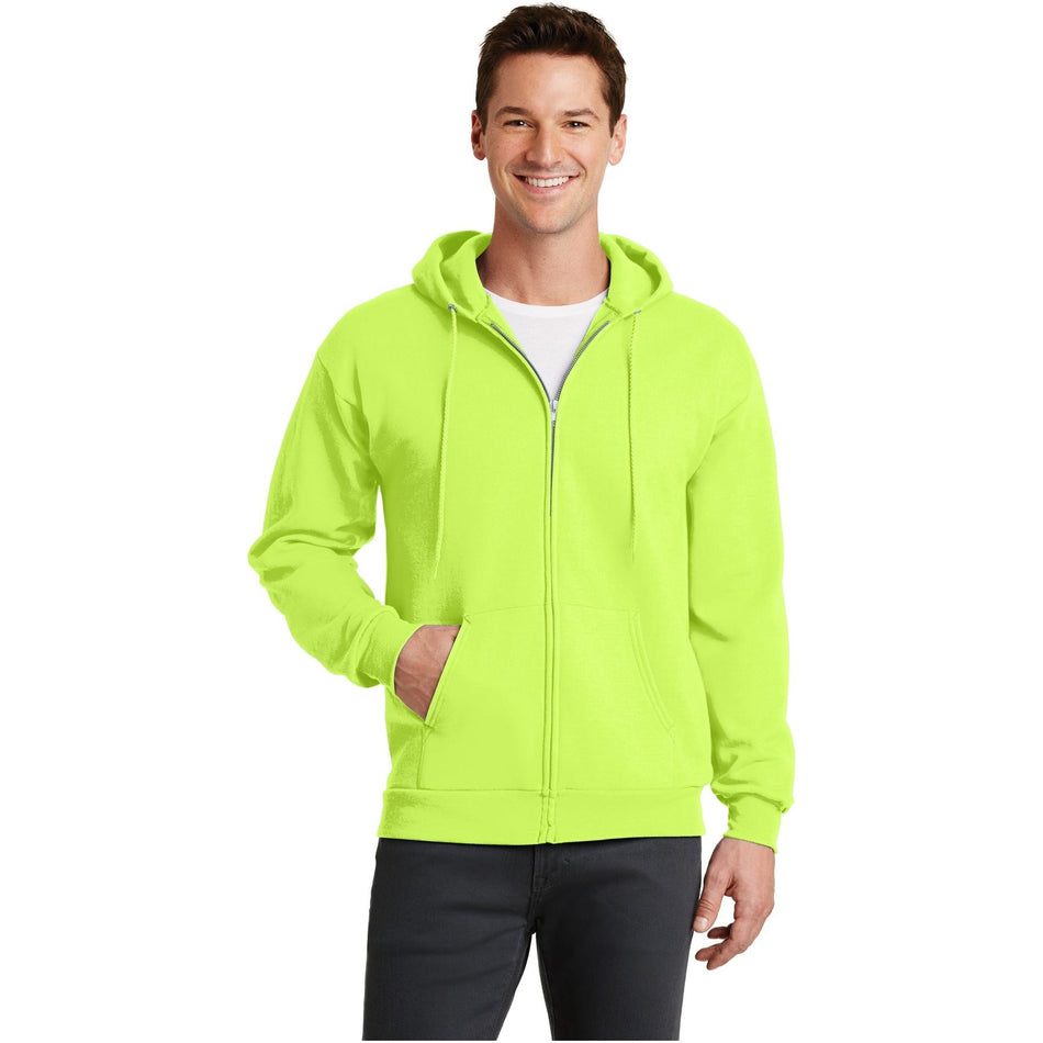 Port & Company ® - Core Fleece Full-Zip Hooded Sweatshirt. PC78ZH - Neon Yellow - Port & Company PC78ZH Sweatshirts/Fleece Port & Company Neon Yellow S