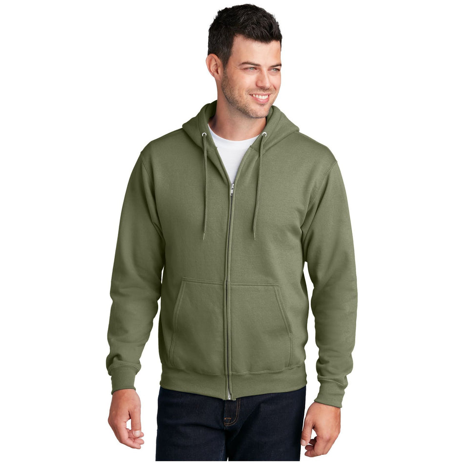 Port & Company ® - Core Fleece Full-Zip Hooded Sweatshirt. PC78ZH - Olive Drab Green - Port & Company PC78ZH Sweatshirts/Fleece Port & Company Olive Drab Green S