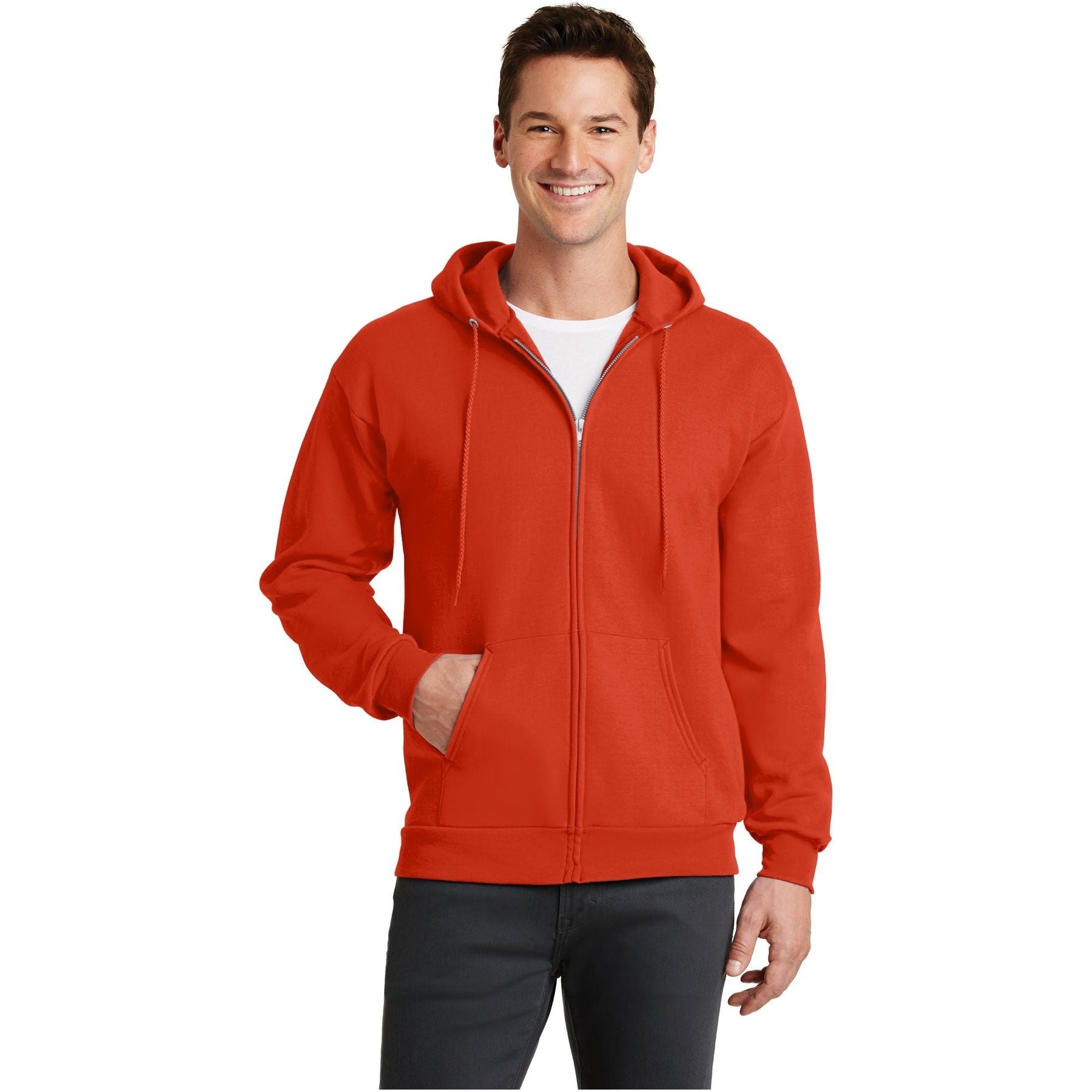 Port & Company ® - Core Fleece Full-Zip Hooded Sweatshirt. PC78ZH - Orange - Port & Company PC78ZH Sweatshirts/Fleece Port & Company Orange S