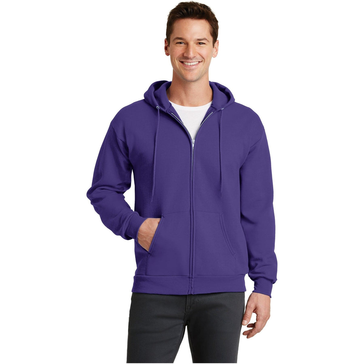 Port & Company ® - Core Fleece Full-Zip Hooded Sweatshirt. PC78ZH - Purple - Port & Company PC78ZH Sweatshirts/Fleece Port & Company Purple S