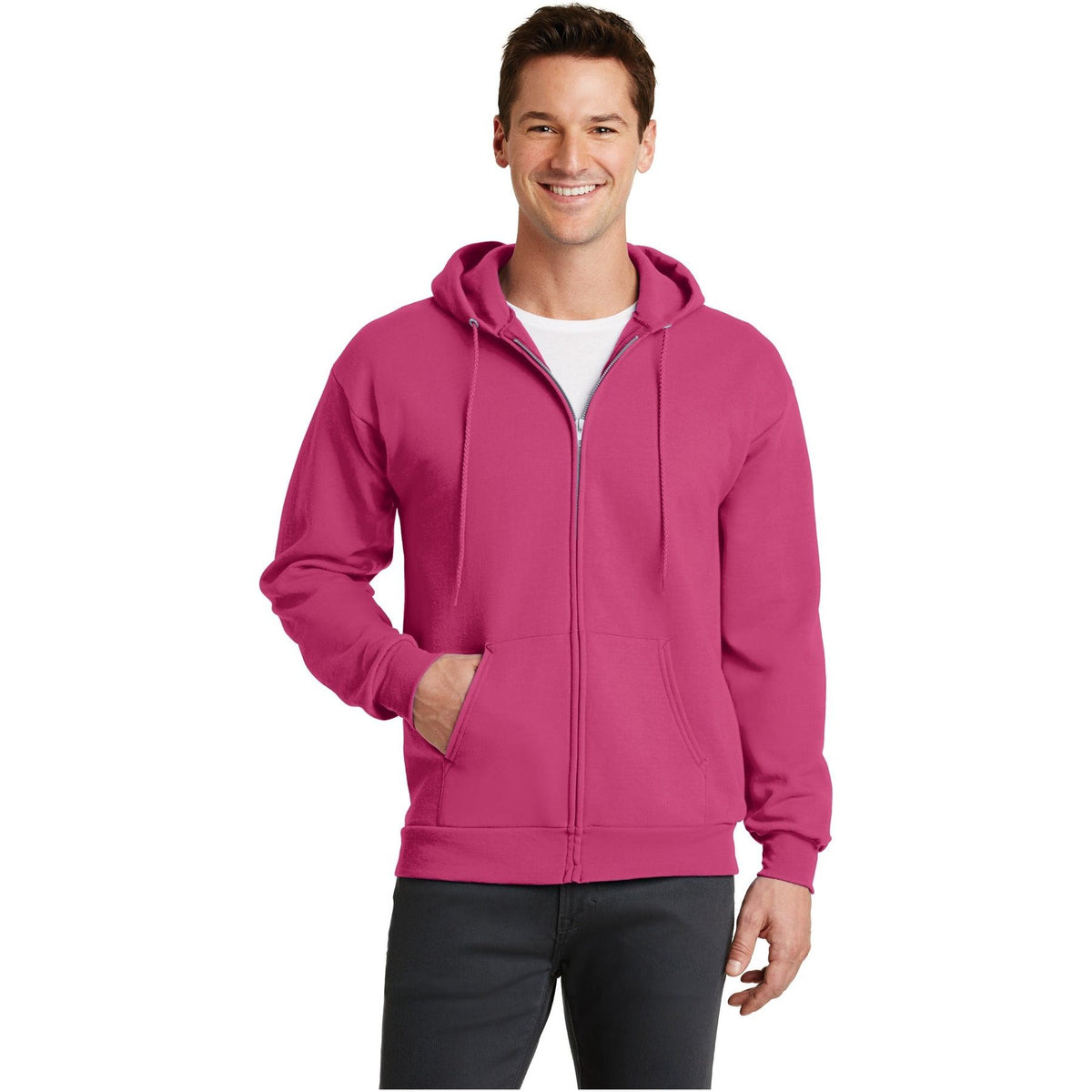 Port & Company ® - Core Fleece Full-Zip Hooded Sweatshirt. PC78ZH - Sangria - Port & Company PC78ZH Sweatshirts/Fleece Port & Company Sangria S