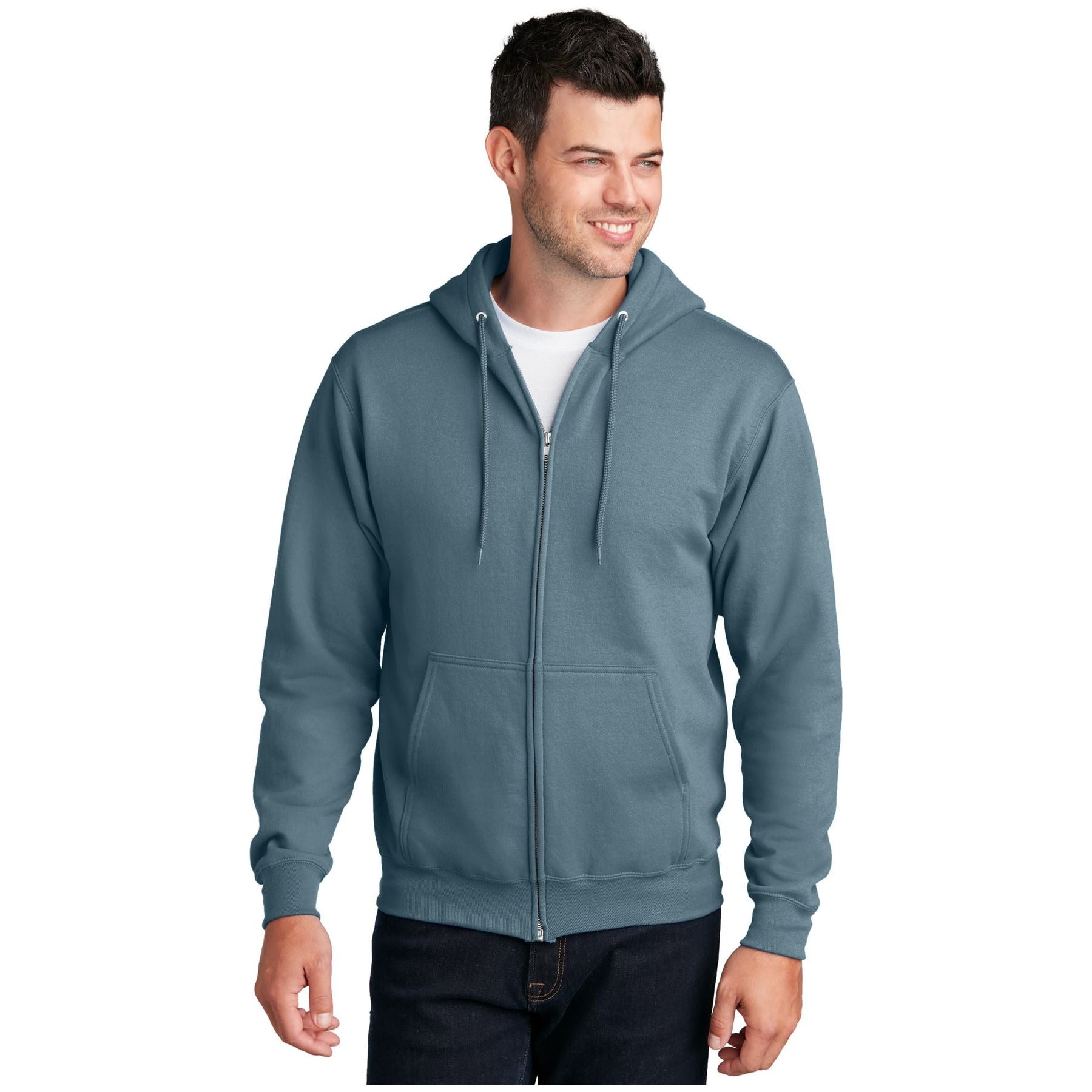 Port & Company ® - Core Fleece Full-Zip Hooded Sweatshirt. PC78ZH - Steel Blue - Port & Company PC78ZH Sweatshirts/Fleece Port & Company Steel Blue S