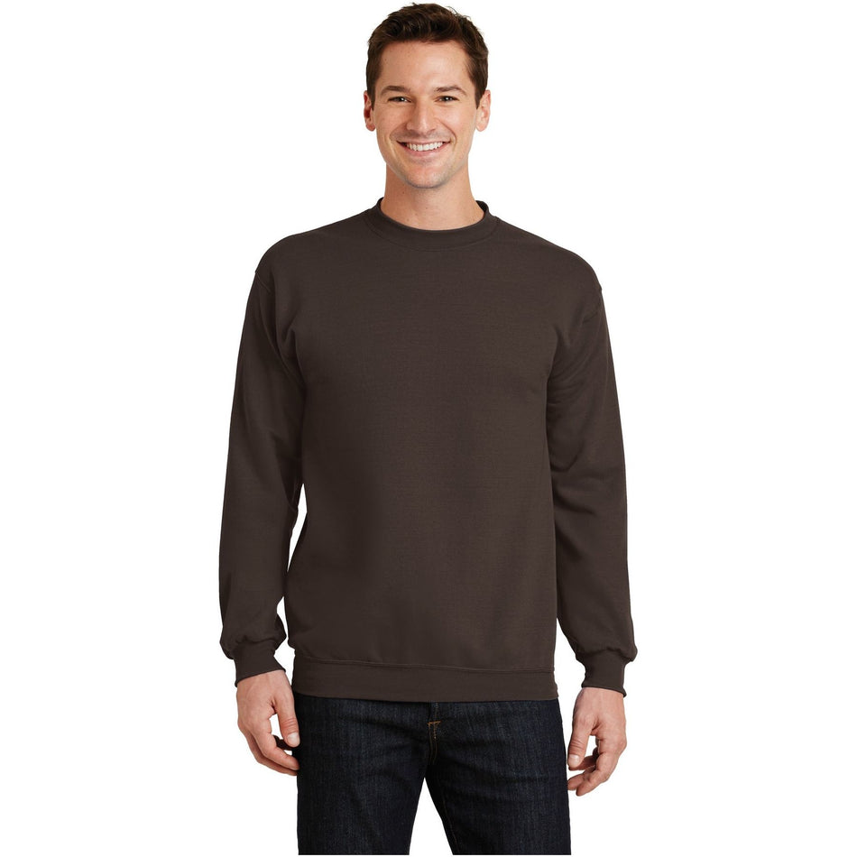 Port & Company ® - Core Fleece Crewneck Sweatshirt. PC78 - Dark Chocolate Brown - Port & Company PC78 Sweatshirts/Fleece Port & Company Dark Chocolate Brown S