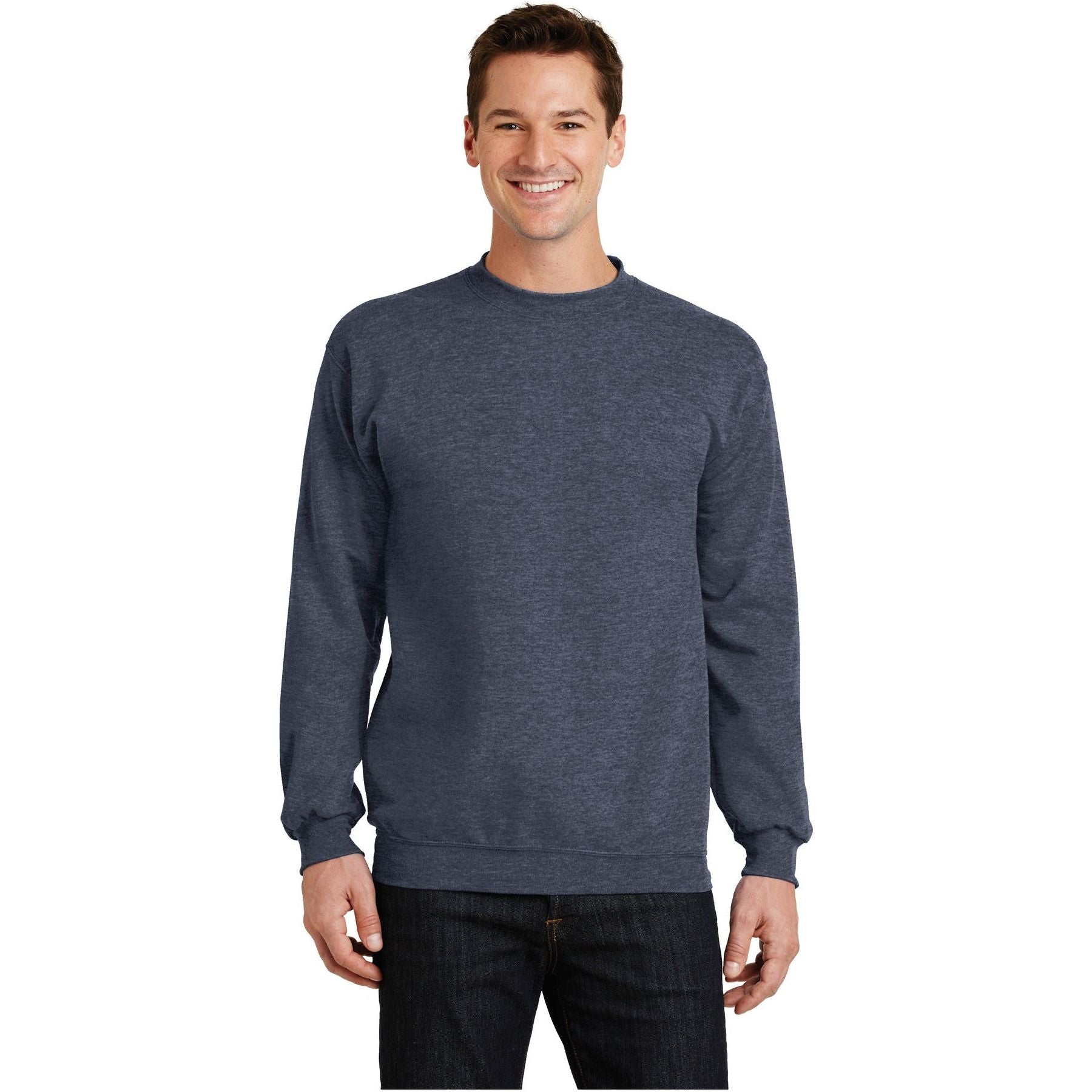 Port & Company ® - Core Fleece Crewneck Sweatshirt. PC78 - Heather Navy - Port & Company PC78 Sweatshirts/Fleece Port & Company Heather Navy S