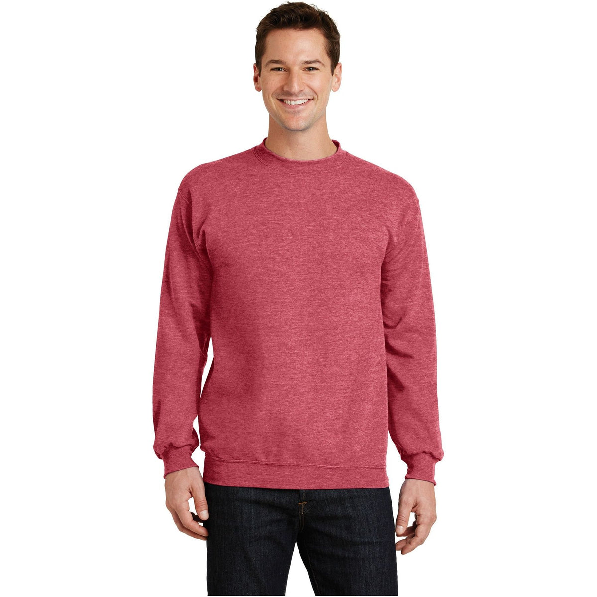 Port & Company ® - Core Fleece Crewneck Sweatshirt. PC78 - Heather Red - Port & Company PC78 Sweatshirts/Fleece Port & Company Heather Red S