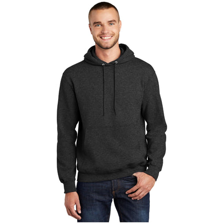 Port & Company ® Essential Fleece Pullover Hooded Sweatshirt. PC90H - Black Heather - Port & Company PC90H Sweatshirts/Fleece Port & Company Black Heather S