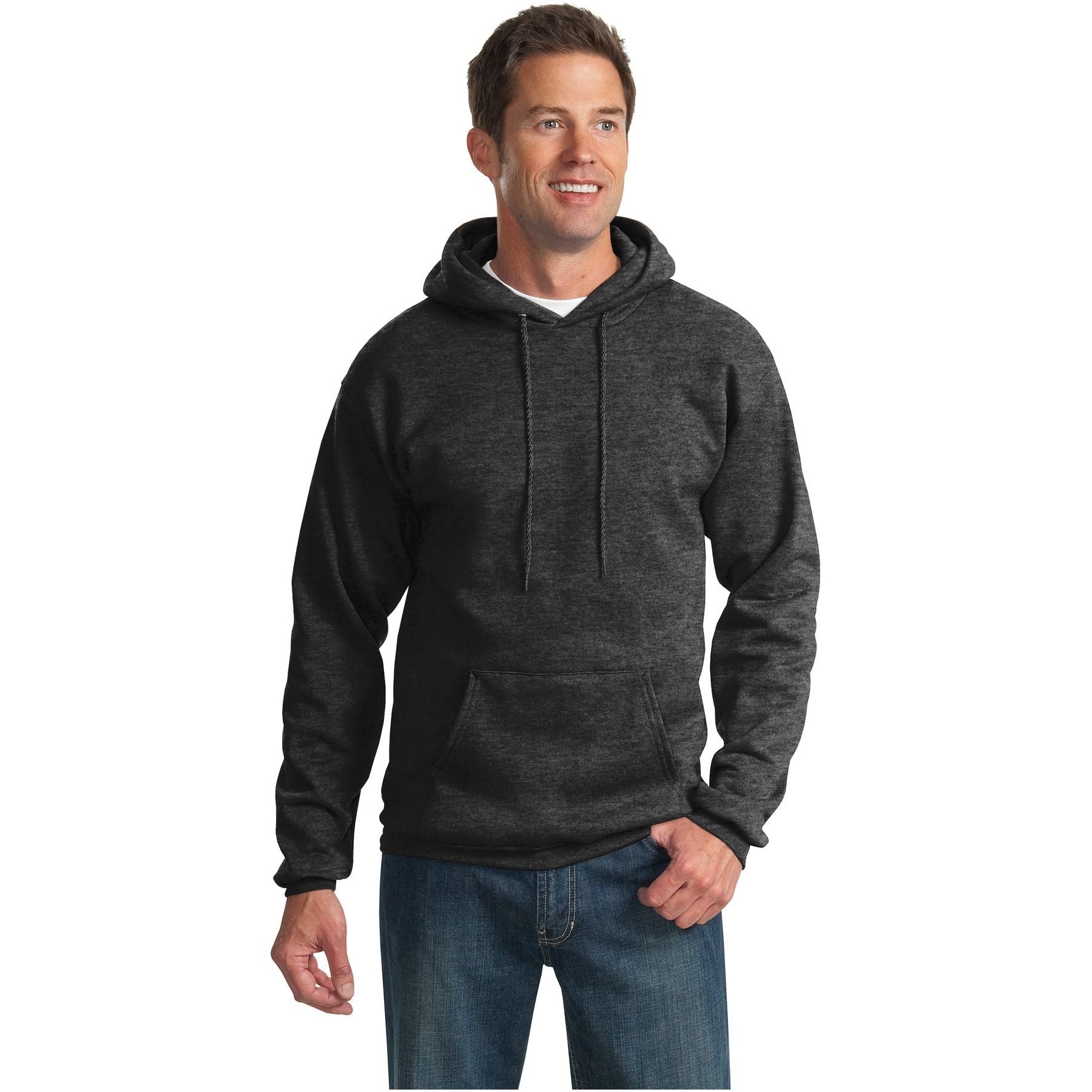 Port & Company ® Essential Fleece Pullover Hooded Sweatshirt. PC90H - Dark Heather Grey - Port & Company PC90H Sweatshirts/Fleece Port & Company Dark Heather Grey S