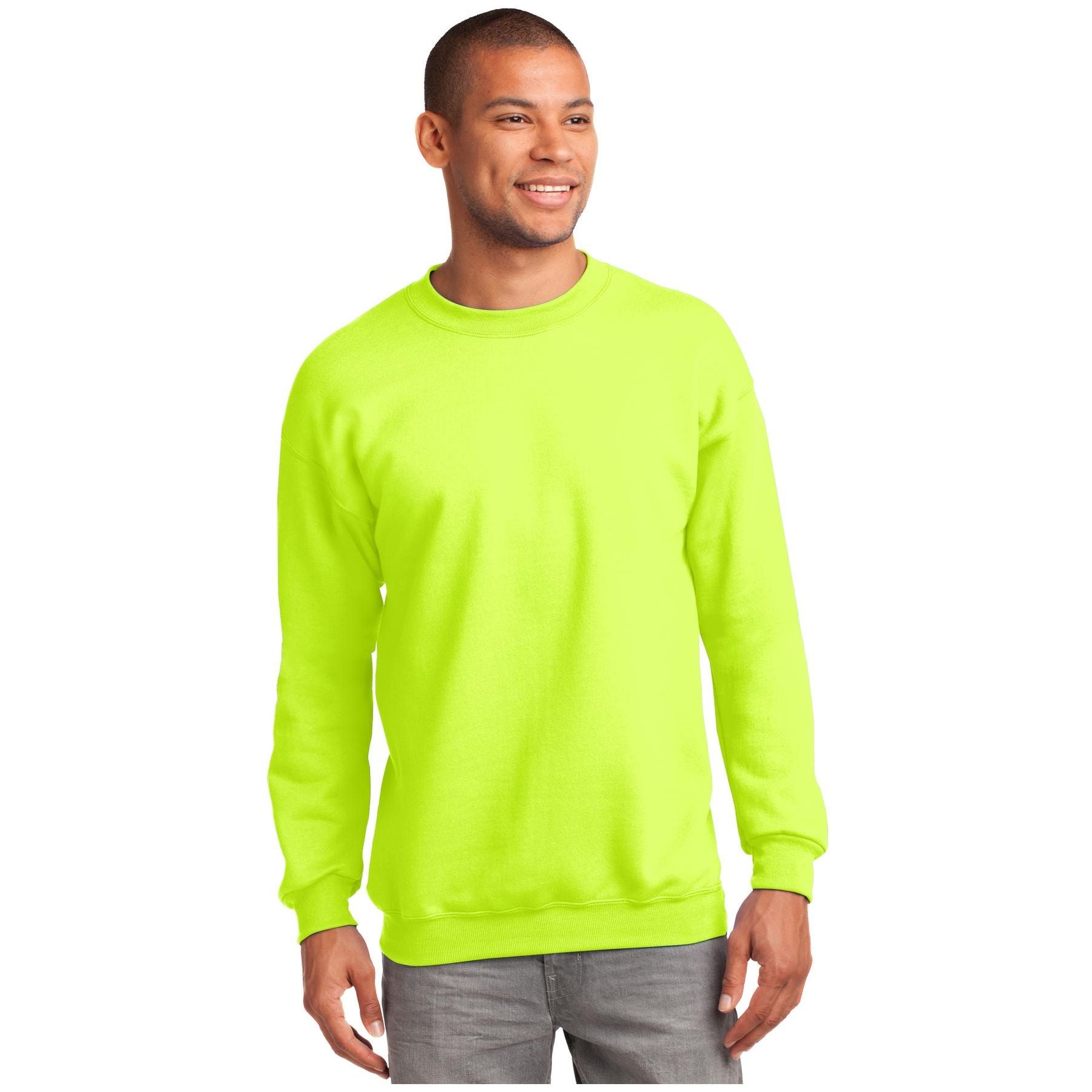 Port & Company ® Tall Essential Fleece Crewneck Sweatshirt. PC90T - Port & Company PC90T Sweatshirts/Fleece Port & Company Safety Green LT