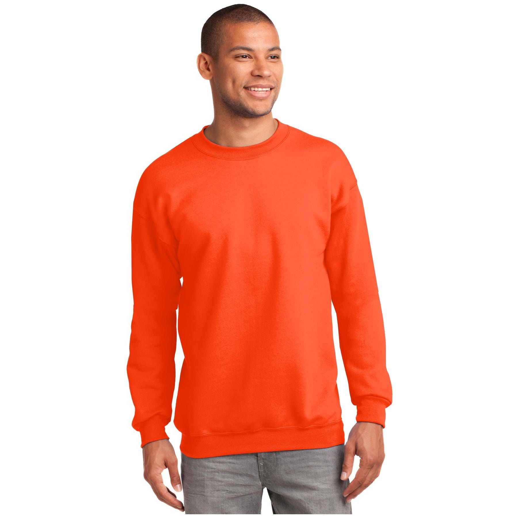 Port & Company ® Tall Essential Fleece Crewneck Sweatshirt. PC90T - Port & Company PC90T Sweatshirts/Fleece Port & Company Safety Orange LT