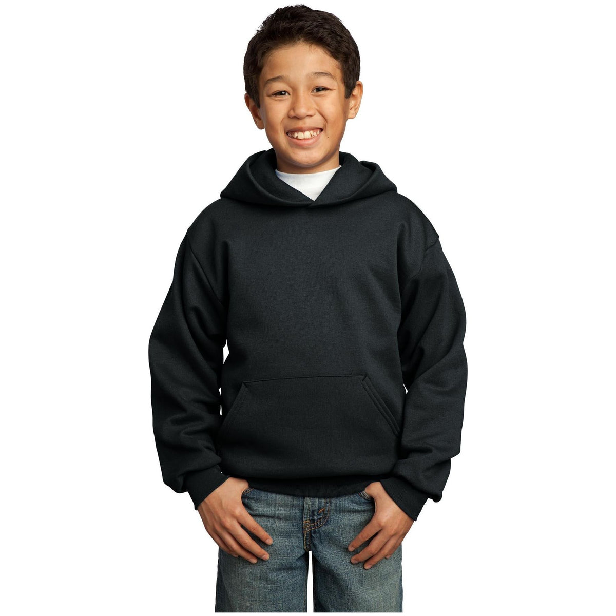 Port & Company ® - Youth Core Fleece Pullover Hooded Sweatshirt. PC90YH - Jet Black - Port & Company PC90YH Sweatshirts/Fleece Port & Company Jet Black XS