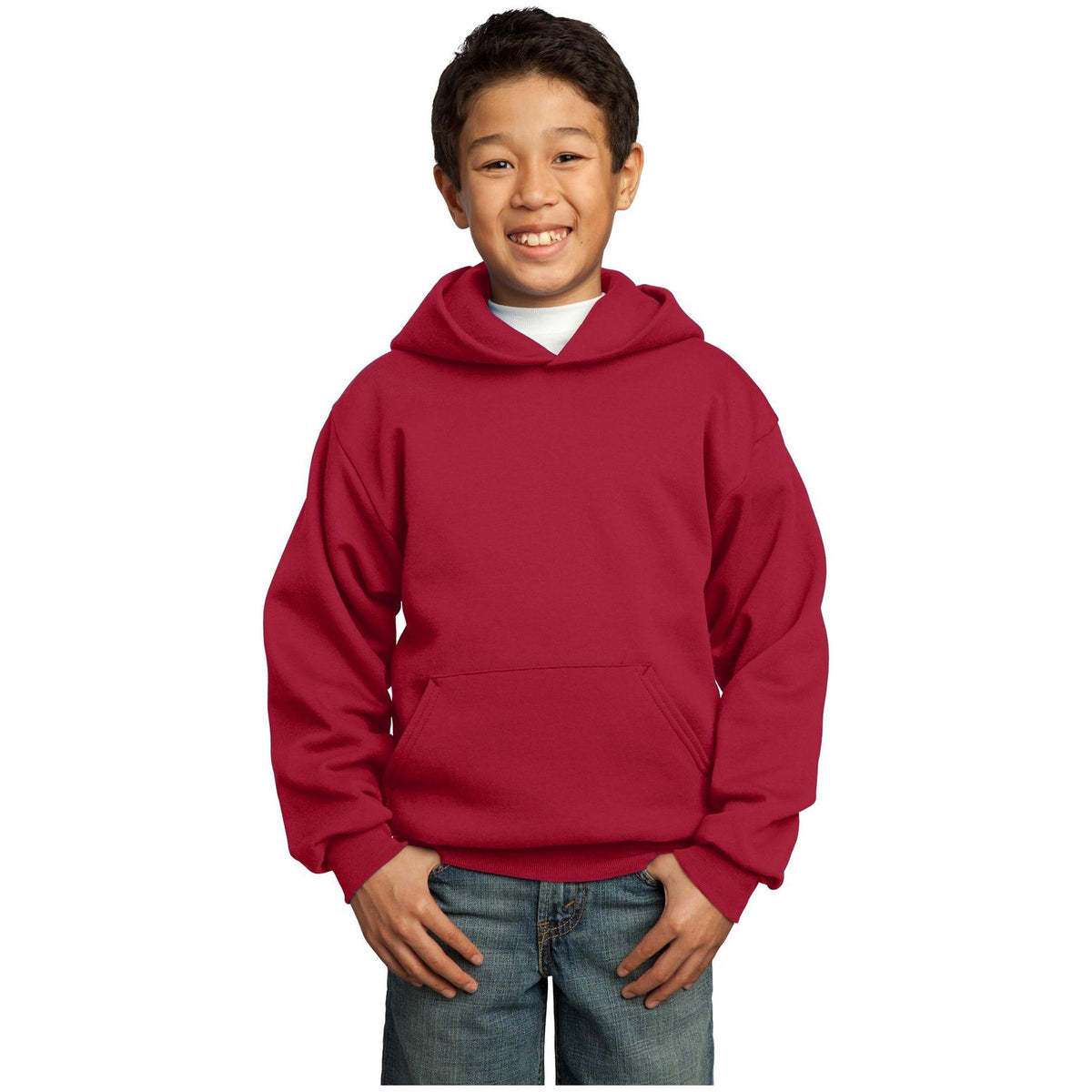 Port & Company ® - Youth Core Fleece Pullover Hooded Sweatshirt. PC90YH - Red - Port & Company PC90YH Sweatshirts/Fleece Port & Company Red XS