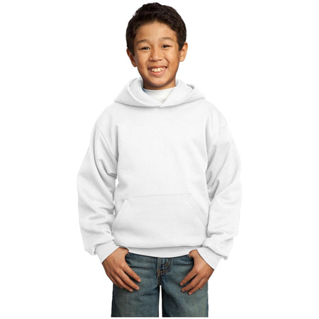 Port & Company ® - Youth Core Fleece Pullover Hooded Sweatshirt. PC90YH - White - Port & Company PC90YH Sweatshirts/Fleece Port & Company White XS