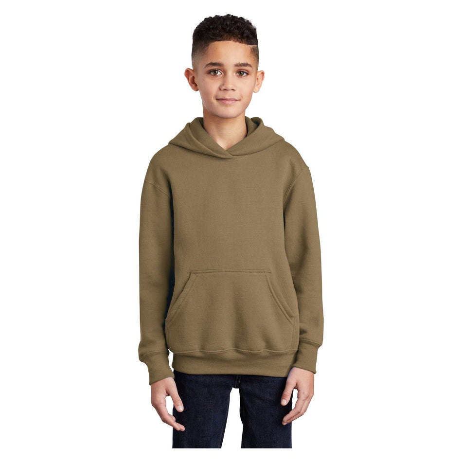 Port & Company ® - Youth Core Fleece Pullover Hooded Sweatshirt. PC90YH - Coyote Brown - Port & Company PC90YH Sweatshirts/Fleece Port & Company Coyote Brown XS