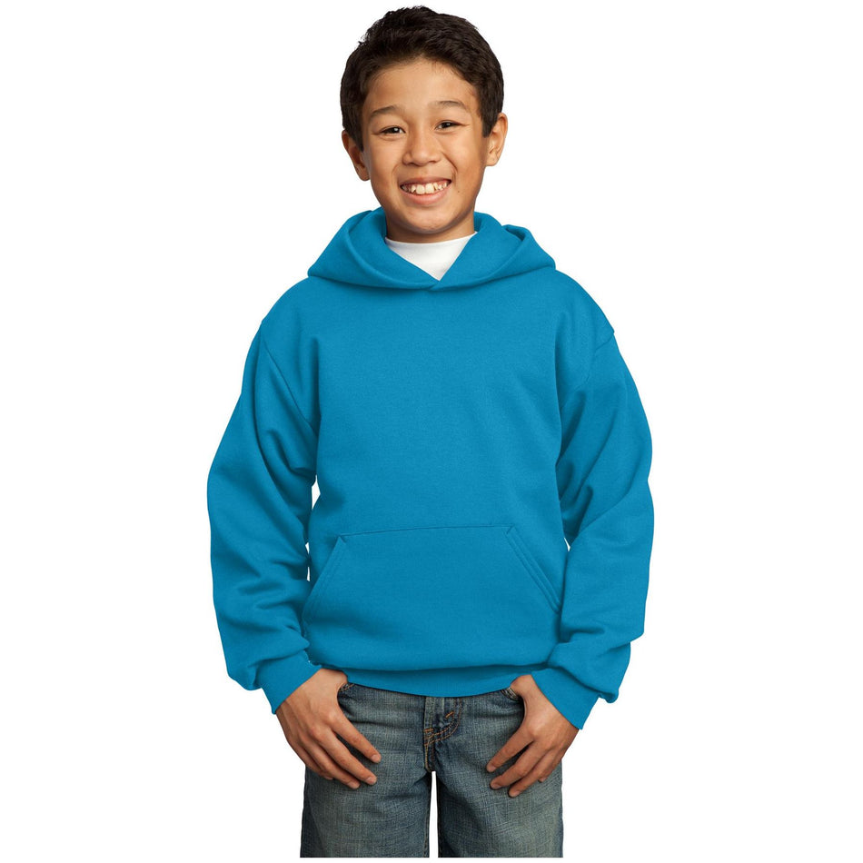 Port & Company ® - Youth Core Fleece Pullover Hooded Sweatshirt. PC90YH - Neon Blue - Port & Company PC90YH Sweatshirts/Fleece Port & Company Neon Blue XS