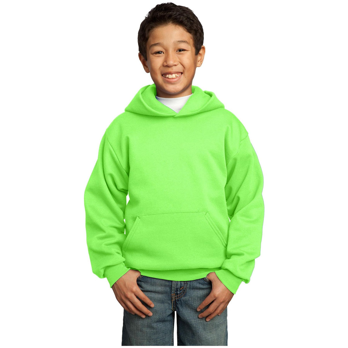 Port & Company ® - Youth Core Fleece Pullover Hooded Sweatshirt. PC90YH - Neon Green - Port & Company PC90YH Sweatshirts/Fleece Port & Company Neon Green XS