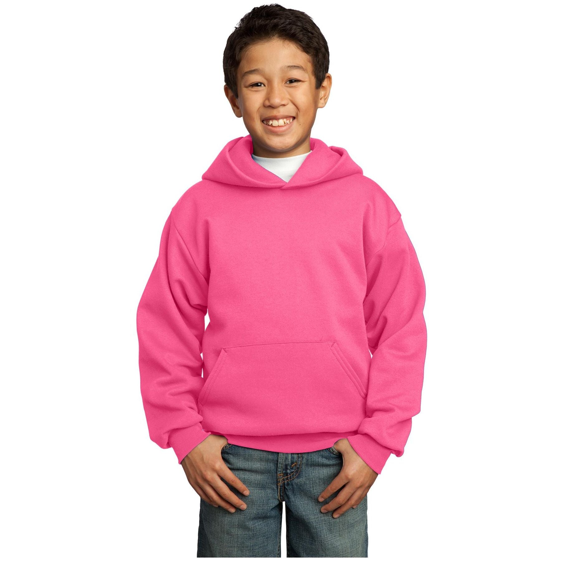 Port & Company ® - Youth Core Fleece Pullover Hooded Sweatshirt. PC90YH - Neon Pink - Port & Company PC90YH Sweatshirts/Fleece Port & Company Neon Pink XS