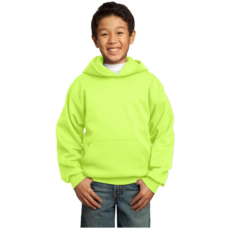 Port & Company ® - Youth Core Fleece Pullover Hooded Sweatshirt. PC90YH - Neon Yellow - Port & Company PC90YH Sweatshirts/Fleece Port & Company Neon Yellow XS