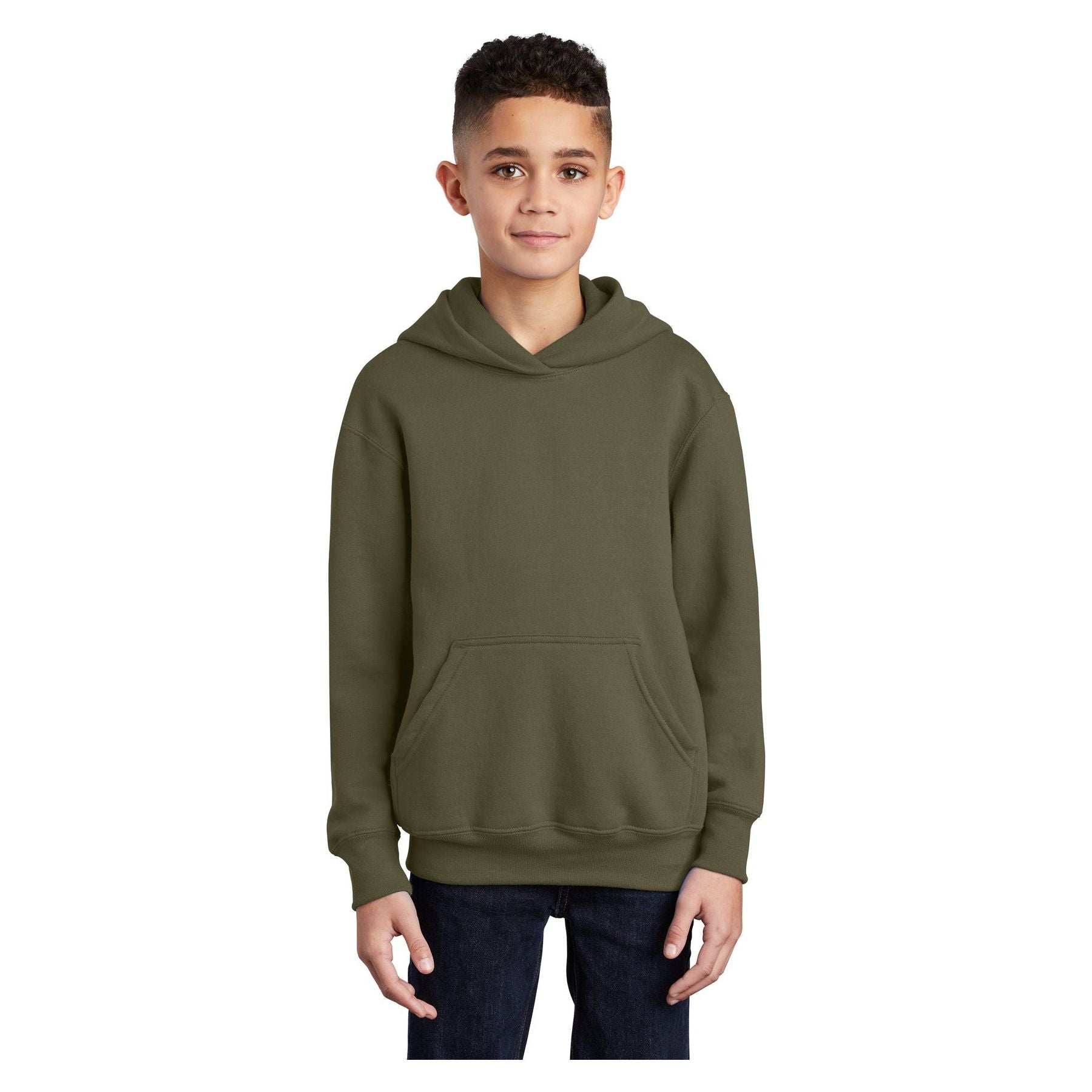 Port & Company ® - Youth Core Fleece Pullover Hooded Sweatshirt. PC90YH - Port & Company PC90YH Sweatshirts/Fleece Port & Company Olive Drab Green XS