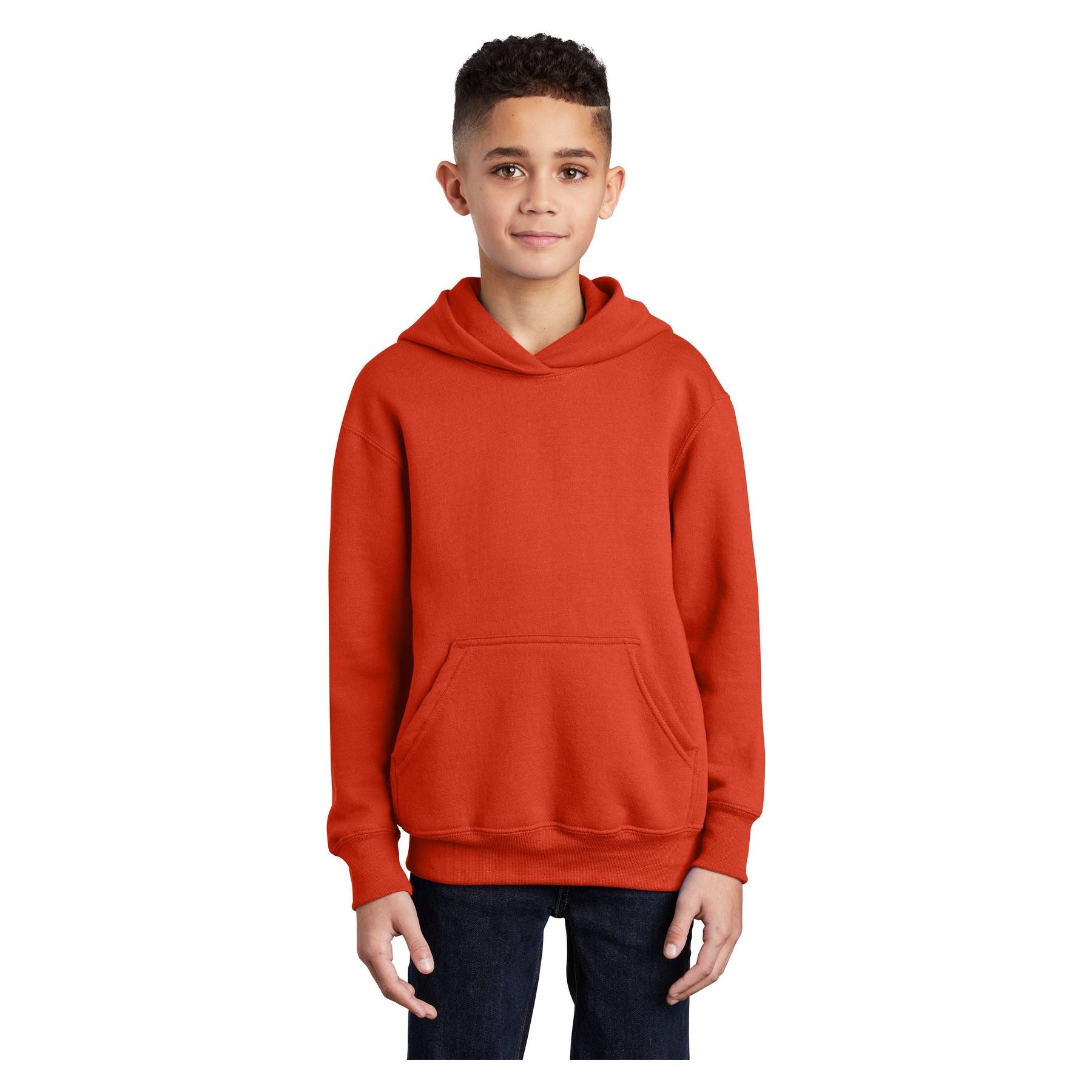 Port & Company ® - Youth Core Fleece Pullover Hooded Sweatshirt. PC90YH - Orange - Port & Company PC90YH Sweatshirts/Fleece Port & Company Orange XS