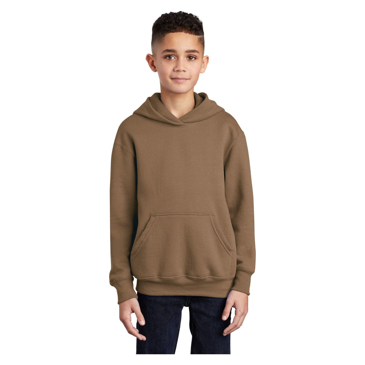 Port & Company ® - Youth Core Fleece Pullover Hooded Sweatshirt. PC90YH - Woodland Brown - Port & Company PC90YH Sweatshirts/Fleece Port & Company Woodland Brown XS