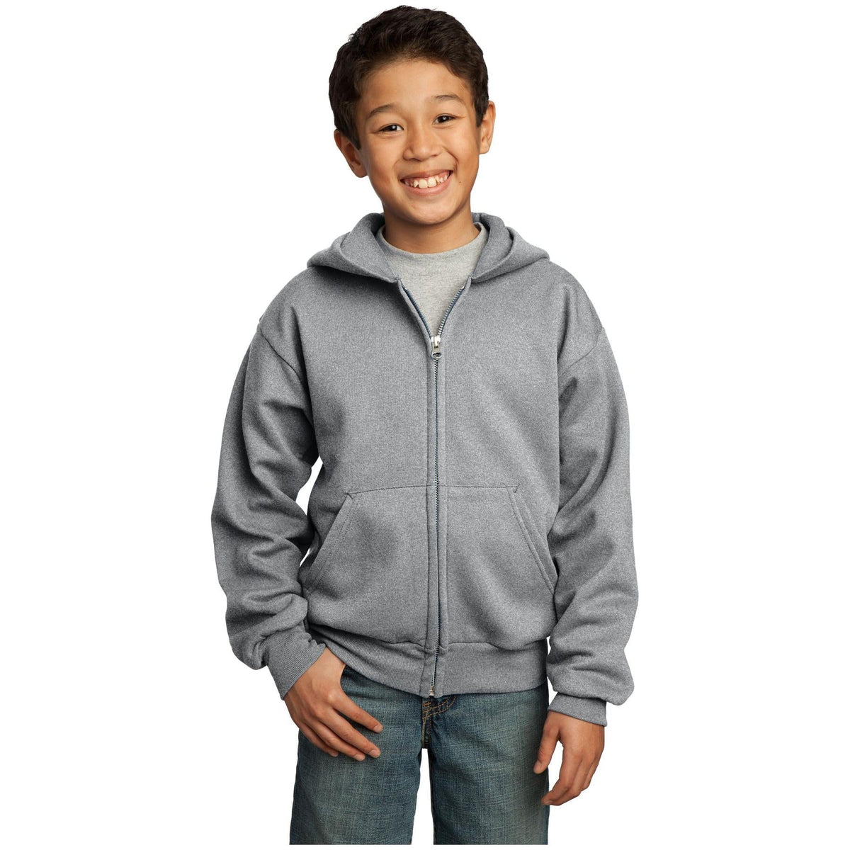 Port & Company ® - Youth Core Fleece Full-Zip Hooded Sweatshirt. PC90YZH - Port & Company PC90YZH Sweatshirts/Fleece Port & Company Athletic Heather XS