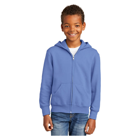 Port & Company ® - Youth Core Fleece Full-Zip Hooded Sweatshirt. PC90YZH - Port & Company PC90YZH Sweatshirts/Fleece Port & Company Carolina Blue XS